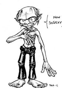 Gollum in black leather