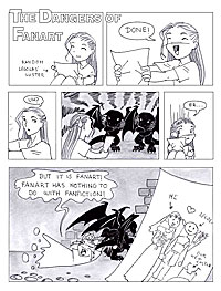 comic strip on the dangers of fanart in OFUM